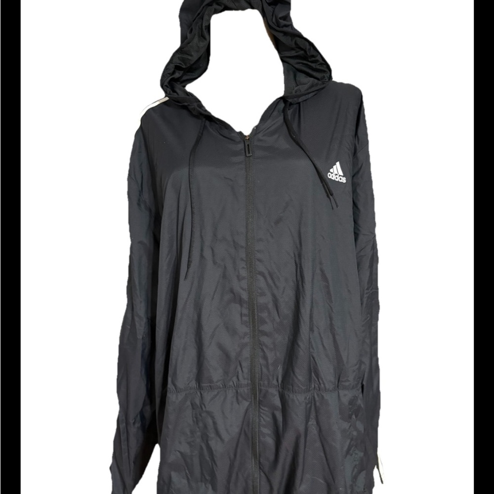 ADIDAS Size 3XL Men’s BLK Full Zip Drawstring Pocket Lightweight Windbreaker